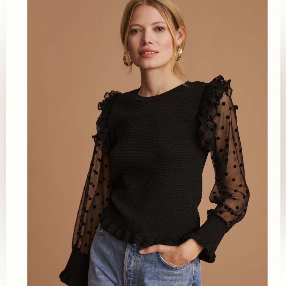 Anthropologie Smocked Ruffle Top